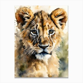 Lion Watercolor Painting Canvas Print