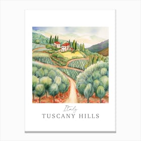 Italy Tuscany Hills Storybook 4 Travel Poster Watercolour Canvas Print