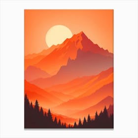 Misty Mountains Vertical Composition In Orange Tone 252 Canvas Print