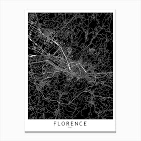 Florence Black And White Map Canvas Print