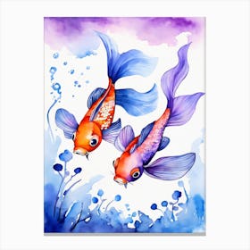 Twin Goldfish Watercolor Painting (41) Canvas Print