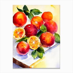 Blood Orange 2 Italian Watercolour fruit Canvas Print