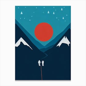 Whistler Blackcomb, Canada Modern Illustration Skiing Poster Canvas Print