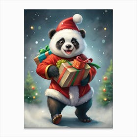 Panda Bear With Presents Canvas Print