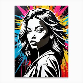 Graffiti Mural Of Beautiful Hip Hop Girl 70 Canvas Print