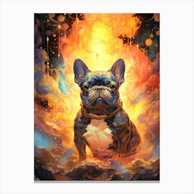 Floral Fantasy Flame Bulldog Canvas Print