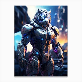 White Tiger In Cyborg Body #4 1 Canvas Print