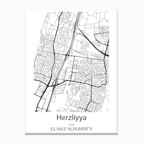 Herzliyya,Israel Minimalist Map Canvas Print