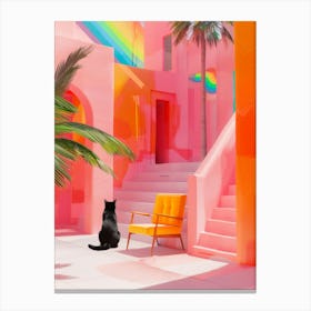 Cat In A Colorful House Canvas Print