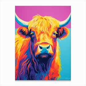 Colour Pop Highland Cow 4 Canvas Print