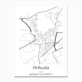 Orihuela,Spain Minimalist Map Canvas Print