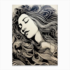Hair In The Wind Face Portrait 4 Canvas Print
