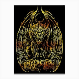 Moonlit Gargoyle Gothic Artwork Canvas Print