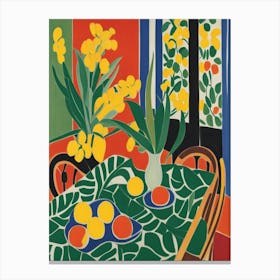 Table With Yellow Flowers Matisse Style Canvas Print