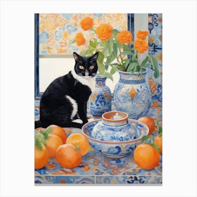 Cat And Oranges Canvas Print