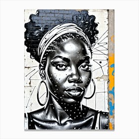 Vintage Graffiti Mural Of Beautiful Black Woman 132 Canvas Print