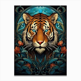Tiger Art In Art Deco Style 3 Canvas Print