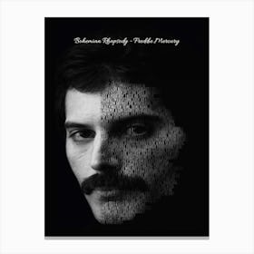 Bohemian Rhapsody Freddie Mercury Text Art Canvas Print