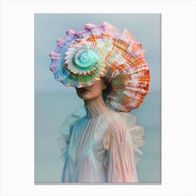 "Portrait: Woman, Shell Headpiece, Swirling Colors" Canvas Print