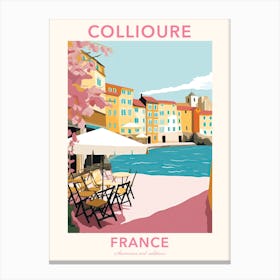 Collioure, France, Flat Pastels Tones Illustration 2 Poster Canvas Print