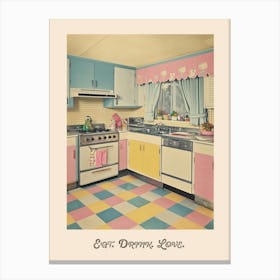 Vintage Kitchen Eat Drink Love Poster 3 Canvas Print