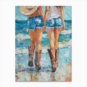 Cowgirls On The Beach 4 Canvas Print