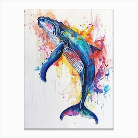 Humpback Whale Colourful Watercolour 2 Canvas Print