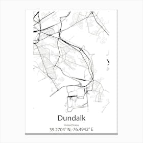 Dundalk,United States Minimalist Map 1 Canvas Print