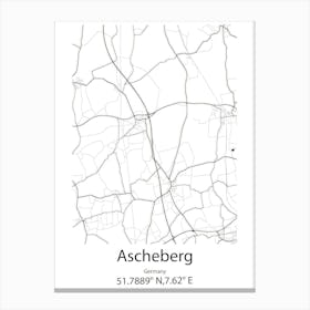 Ascheberg,Germany Minimalist Map Canvas Print