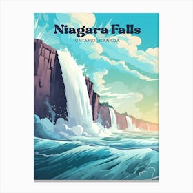 Niagara Falls Ontario Canada Waterfall Modern Travel Art Canvas Print