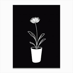 Flower In A Vase Line Art 5 Canvas Print