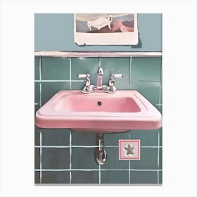 Pink Bathroom Sink Canvas Print