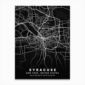 Syracuse New York USA Black Map Canvas Print