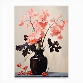 Bouquet Of Coral Bells Flowers, Autumn Fall Florals Painting 3 Canvas Print