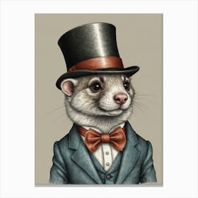 Ferret In Top Hat 1 Canvas Print