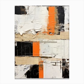 Abstract Orange and Black White Painting Canvas Print