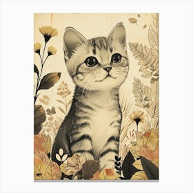 American Shorthair Cat Japanese Illustration 3 Canvas Print