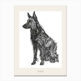 Furry Short Haired Dog Line Sketch 3 Poster Canvas Print