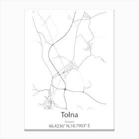 Tolna,Hungary Minimalist Map Canvas Print