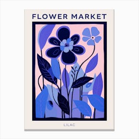 Blue Flower Market Poster Lilac 3 Canvas Print