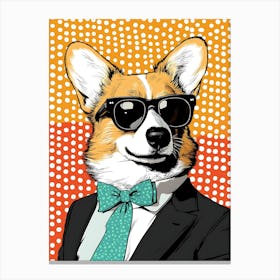 Super Cool Corgi Illustration Pop 5 Canvas Print