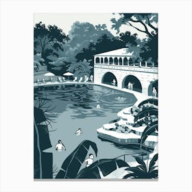 Duotone Illustration Barton Springs Pool Austin Texas 3 Canvas Print