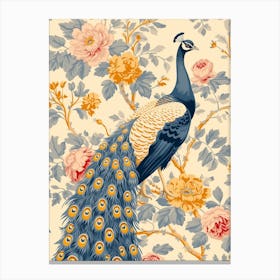 Sepia William Morris Inspired Peacock 2 Canvas Print