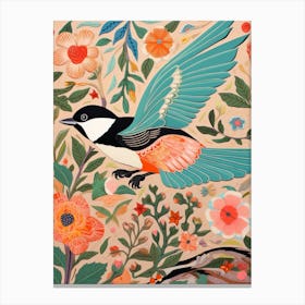 Maximalist Bird Painting Carolina Chickadee 2 Canvas Print