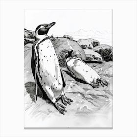 King Penguin Sunbathing On Rocks 4 Canvas Print