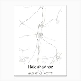 Hajduhadhaz,Hungary Minimalist Map Canvas Print