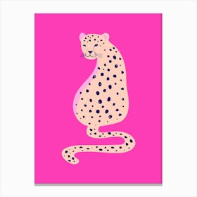 Leopard On Pink Background Canvas Print