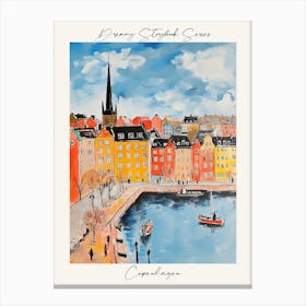 Poster Of Copenhagen, Dreamy Storybook Illustration 3 Canvas Print