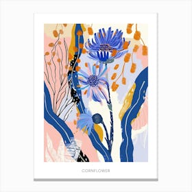 Colourful Flower Illustration Poster Cornflower 3 Canvas Print