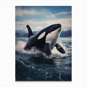 Realistic Orca Whale Icy Mountain Photography Style 4 Canvas Print